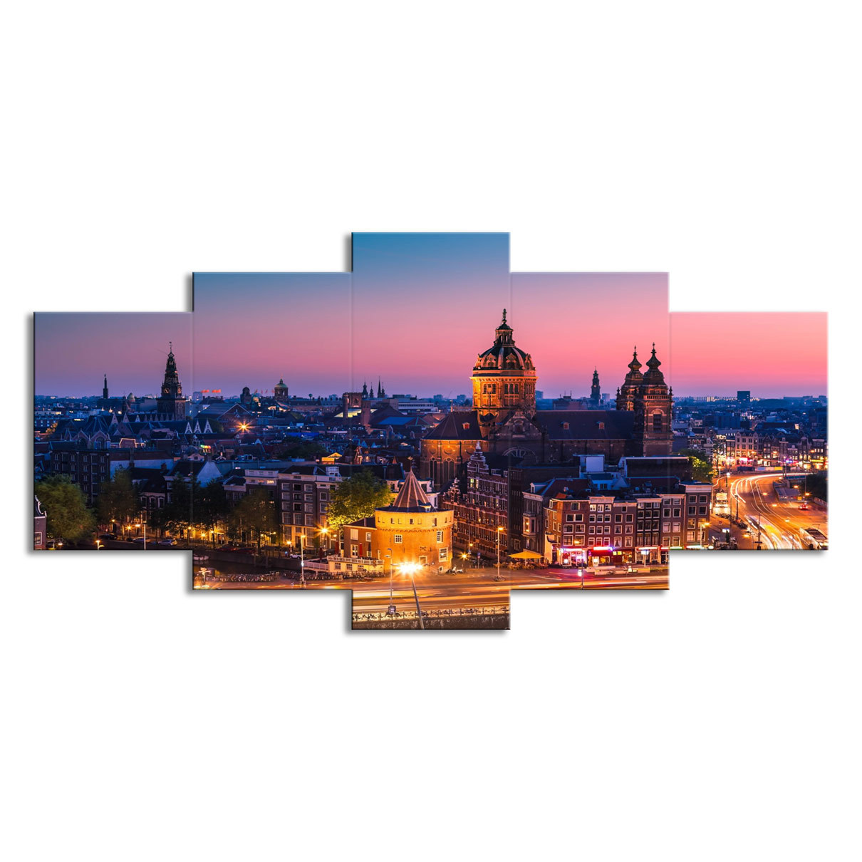 Transfronterizo deseo AE5 piezas Londres vista nocturna pintura ciudad arquitectura Fotos decoración del hogar sala de estar arte de la pared