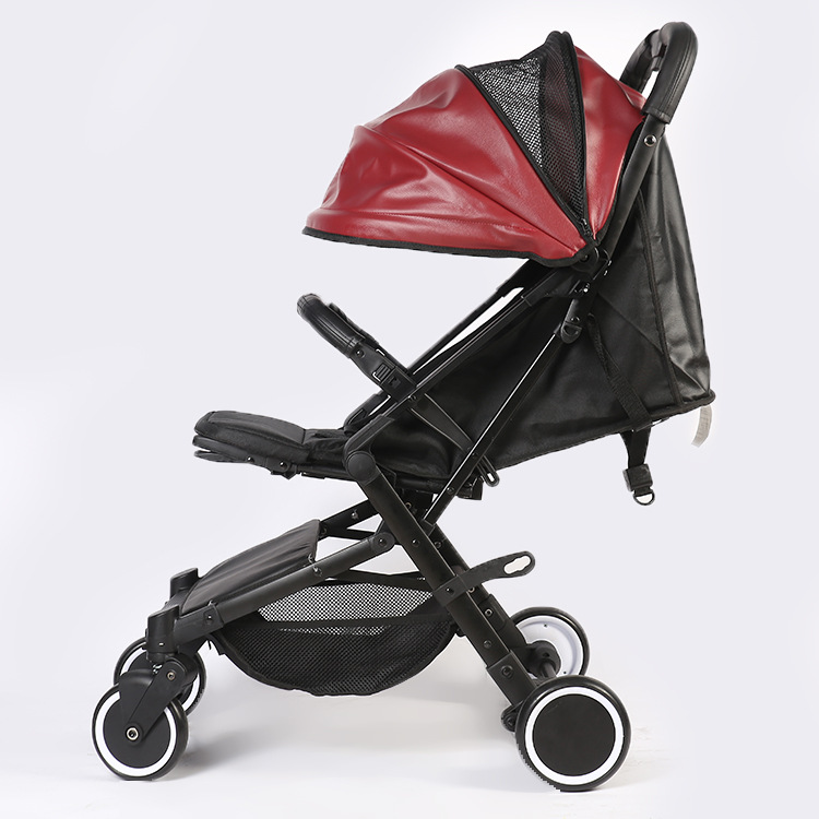 2018新款多功能皮质婴儿车 双向四轮安全避震防滑折叠推车 批发详情图8