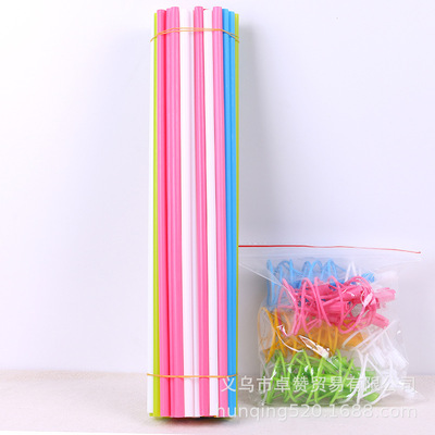 批发加厚40cm铝膜气球托杆 气球手持杆子 混色铝膜气球塑料杯棒