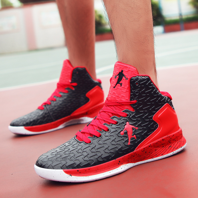 Mandarin Duck Basketball shoes Gaobang non-slip Large man gym shoes Middle school student Blue shoes Boots Teenagers Gym shoes