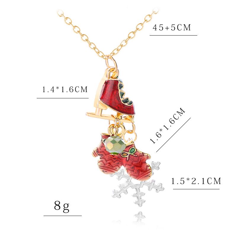 European And American New Ladies Christmas Drip Series Bell Snowman Wreath Santa Claus Necklace And Earrings Suite display picture 106