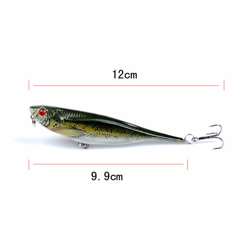 Luya bait painted plastic fishing bait 9.9cm/9.9g water surface pencil fake bait bionic bait cocked mouth bass black fish
