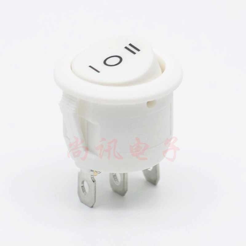 船型开关圆形 白色 3档 三脚三档 船形电源跷板开关20MM KCD1-105