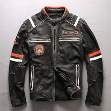 男士真皮皮衣立领修身短款青年机车服做旧头层牛皮皮夹克秋季外套