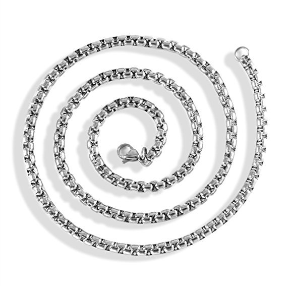 Roestvrijstalen 3 mm parel vierkante kielketting voor heren, accessoire met goudkleurige stalen kleur zwart_voghion.com