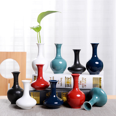 霁藍釉現代簡約小花瓶擺件陶瓷創意家居裝飾客廳水培插花花器組合
