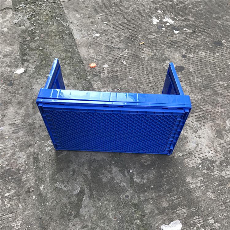 蓝色熟料生产整理周转箱 北京带盖塑料折叠箱 厦门可折叠式塑胶箱