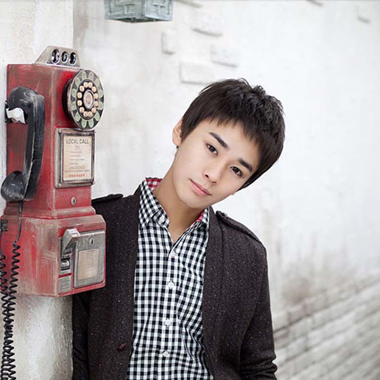 真发假发补发男士短发男生韩版帅气发型光头手织男中老年头顶发套