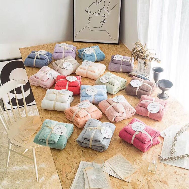 Japanese coral fleece couple quick-drying towel bath towel set Micron spinning slip yarn absorbent gift towel set Wholesale