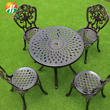 复古椅子圆桌组合 可批发铸铝桌椅户外休闲铸铝桌椅五件套