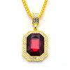 Square ruby pendant hip-hop style, European style, wholesale