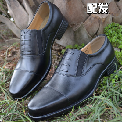 正品配發牛皮真皮三接頭皮鞋道具男士三節頭男軍鞋