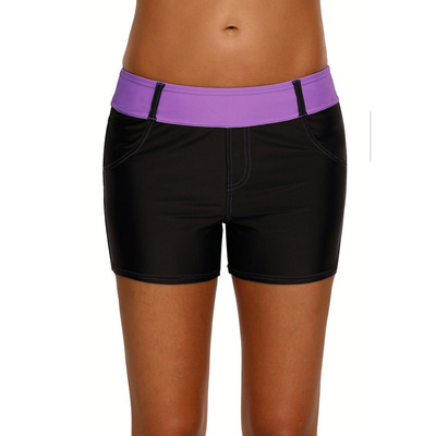 时颖新款海边度假珊瑚腰带弹力仿牛仔休闲舒适女士四角泳裤410460|ms