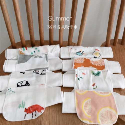 Spring and summer new baby sweat absorbent towel large size children's sweat towel bamboo cotton gauze sweat towel baby pad sling