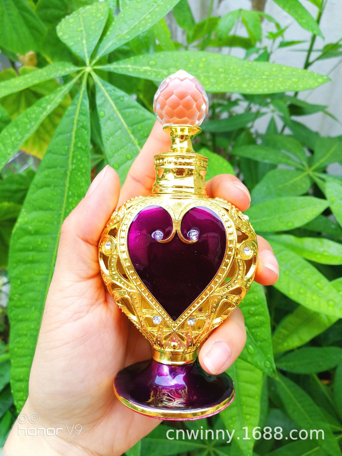 香水瓶桃心合金精油瓶空瓶12ml分裝瓶跨境批發迪拜阿拉伯中東款