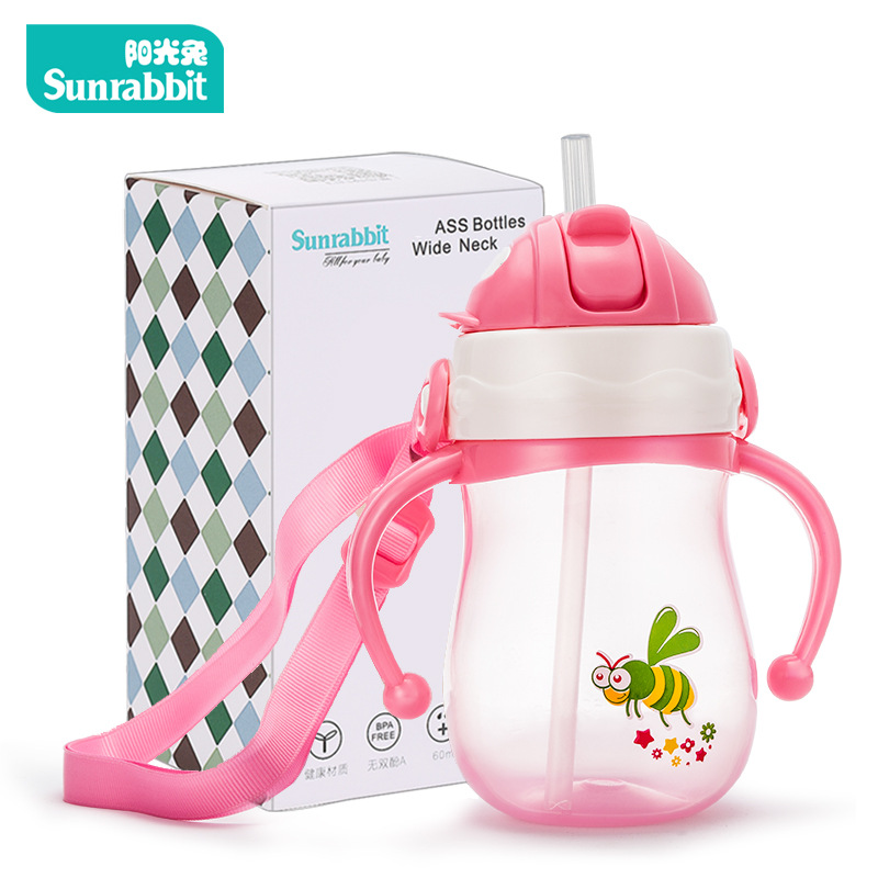 Sunlight Bunny Feeding bottle kindergarten baby Trainer Cup children Water cup Straw cup Leak proof Water cup Handle straps