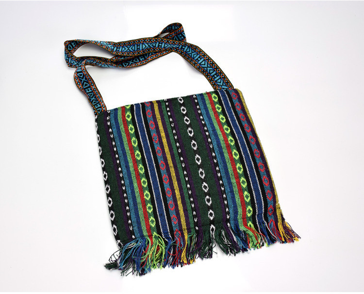 127g Weight Polyester Cotton Lining Material Zipper Closure Type Single Shoulder Strap Strap Type Women's Small Cotton Flower Ethnic Style Square Zipper Crossbody Bag