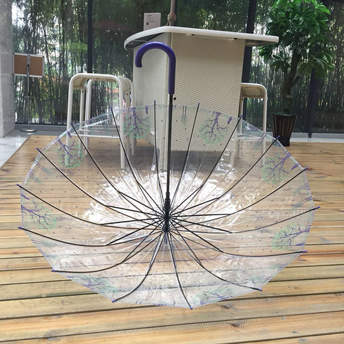 Environmentally Friendly Apollo Dome Umbrella Black and White Polka Dots Thick Transparent Automatic Umbrella Wholesale with Printing Yuhu Umbrella