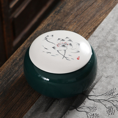 陶瓷logo定制大号手绘半斤密封储物罐茶叶罐包装罐枸杞罐礼品批发