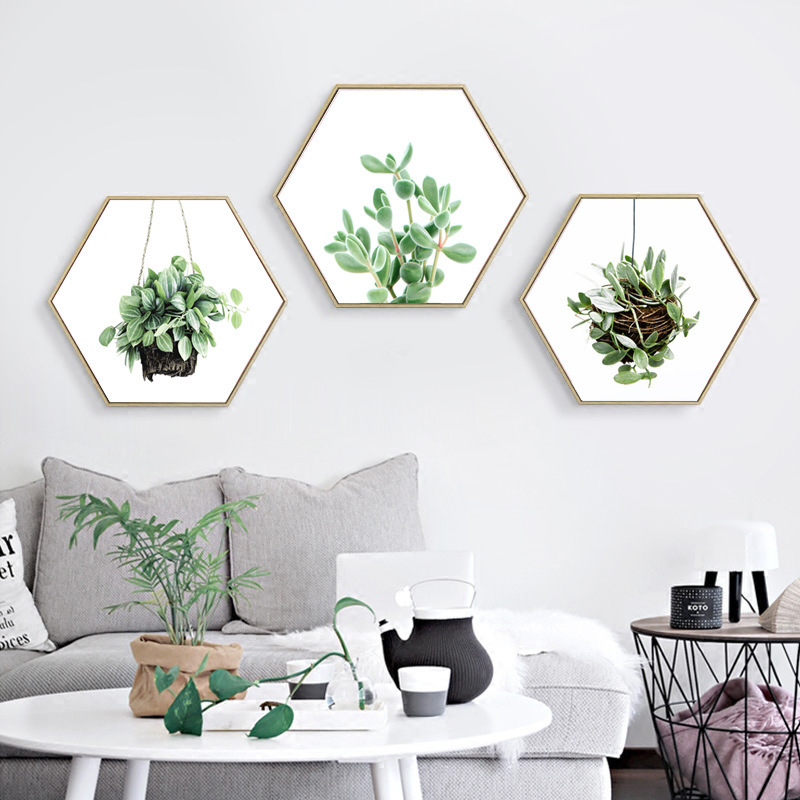 Green Plant Wall Decoration Paintings for Living Room, Background Wall Hanging Paintings, Dining Room Murals, Custom Decorative Paintings, Custom Hanging Paintings