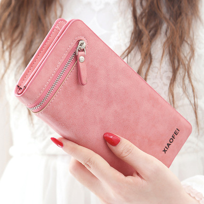 2018新款女士钱包女长款 日韩版磨砂大容量多卡位拉链皮夹钱夹