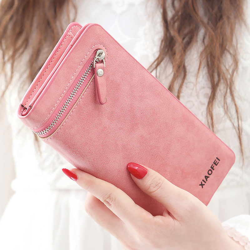 2018新款女士钱包女长款 日韩版磨砂大容量多卡位拉链皮夹钱夹