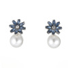 Earrings from pearl, crystal earings, wholesale, European style, flowered