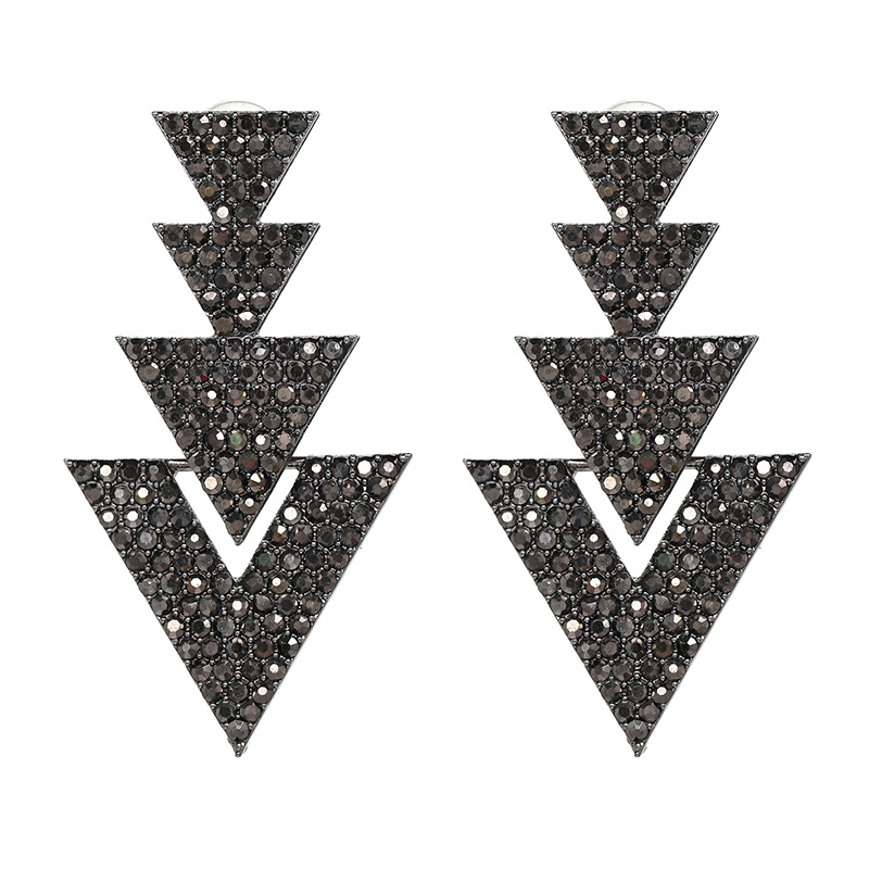 Wholesale Fashion New Geometric Triangle Metal Inlaid Rhinestones Earrings Nihaojewelry display picture 4