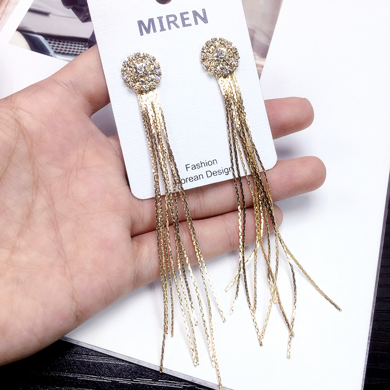 Korean Simple Tassel Pearl Earrings Long Pendants Earrings Wholesale Nihaojewelry display picture 3