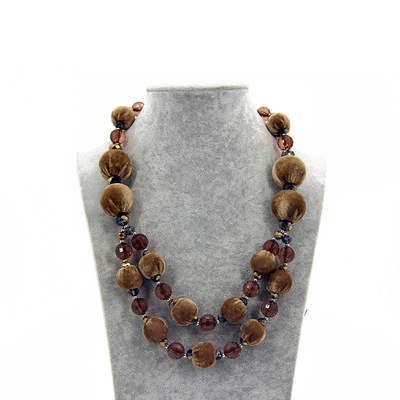 歐美大牌手工圓珠燈芯絨衣飾女款項鏈 跨境配飾長款毛衣鏈