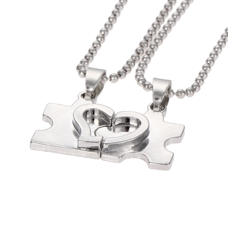 欧美饰品爱心套链I LOVE YOU心形情侣吊坠爱心项链速卖通货源热销