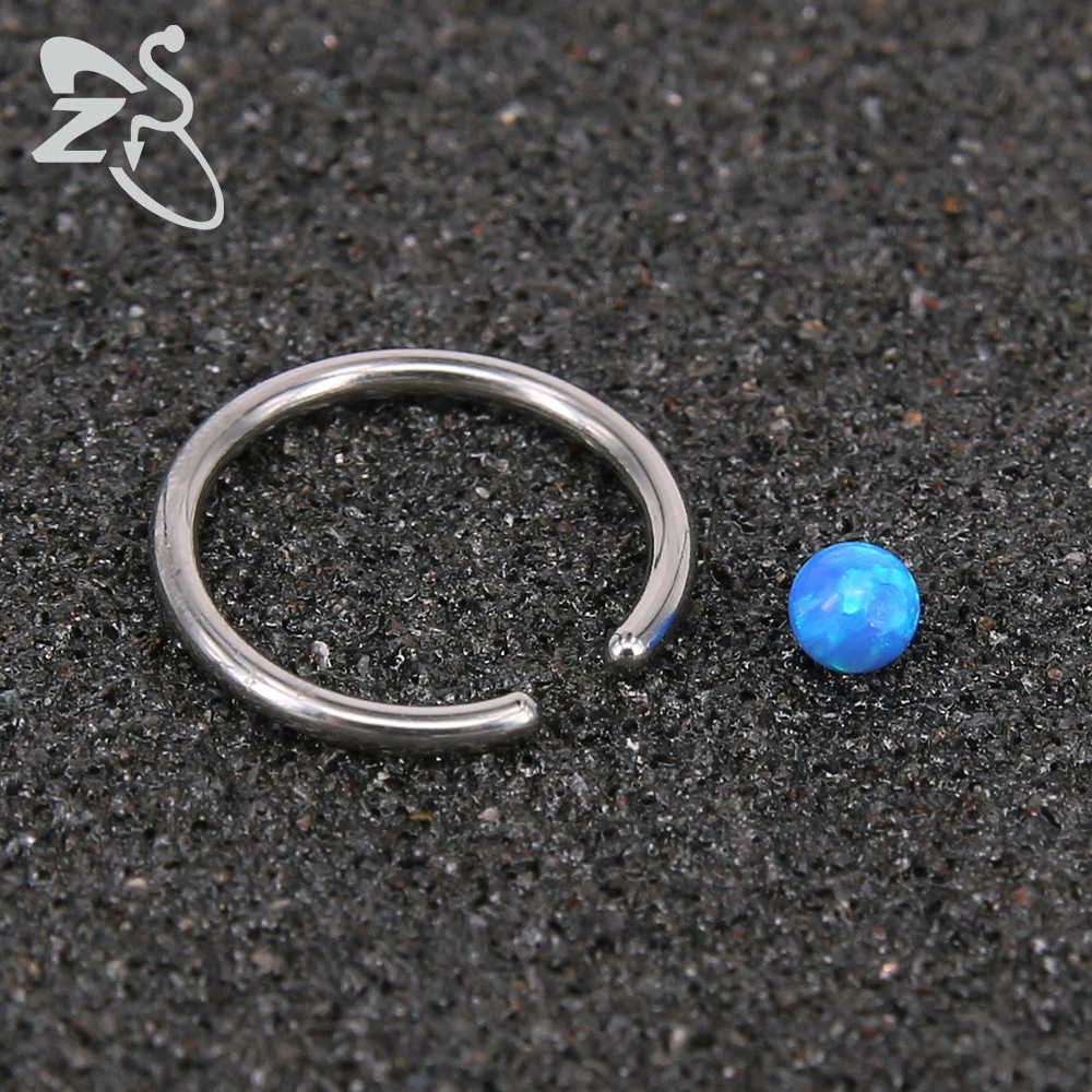 316L Stainless Steel Nose Ring Clip Ball for Women Men - AB White Opal Nose Stud Piercing Jewelry detail image 9