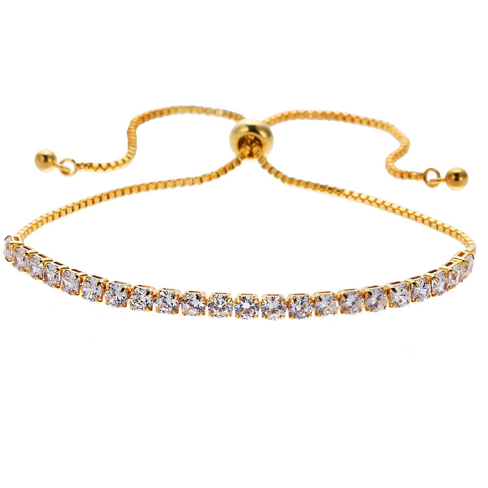 Gioielli e accessori micro intarsiato zircone braccialetto estraibile alla moda semplice braccialetto femminile catena a scatola regolabile nuovi accessori_voghion.com