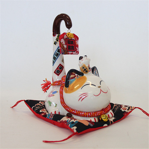 Le Meow Fu Yuan Long Tail Cat Ceramic Piggy Bank Shop Opening Home Checkout Good Luck Decoration Lucky Cat
