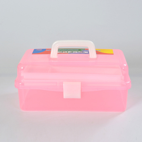671 Large Three-Layer Art Tool Box Storage Box Plastic Medicine Box Household Folding Storage Organizing Box Wholesale