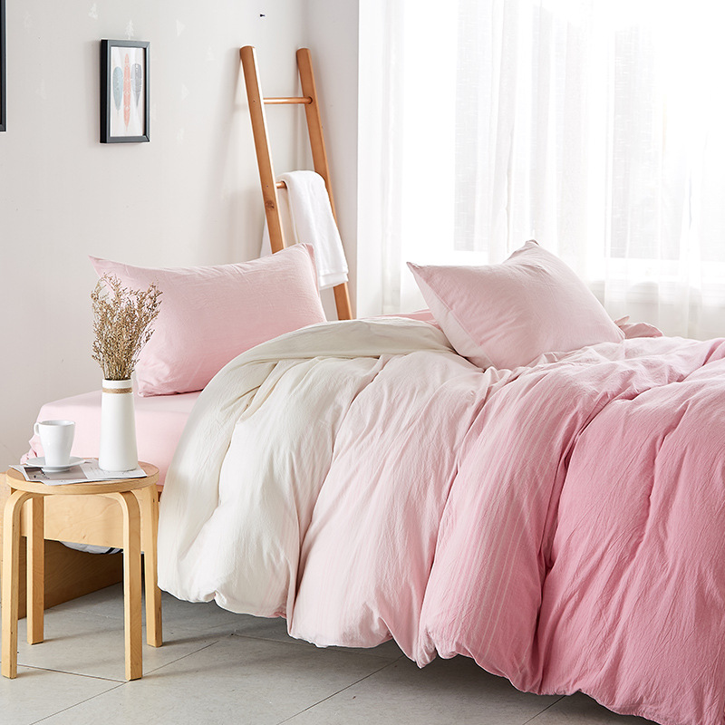 无印全棉纯色四件套全棉床品床品良品四件套全棉水洗棉四件套批发|ru