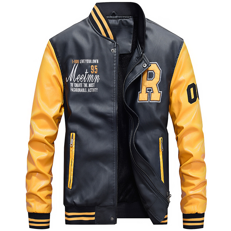 Approvisionnement direct d'usine pour l'automne et l'hiver nouvelles vestes en cuir pu pour hommes, jeunes décontractés, vestes en cuir en peluche lâches de style coréen pour hommes en gros_voghion.com