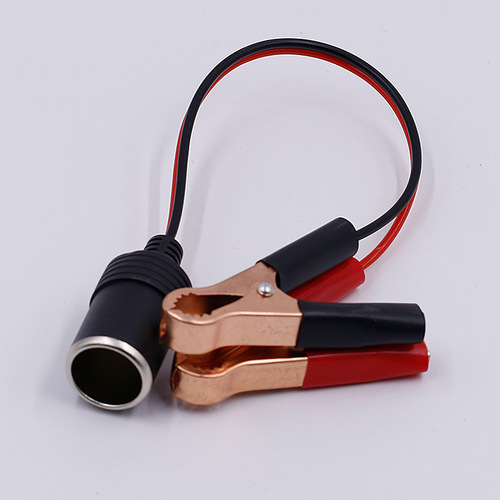 Car using reinforced battery clip adapter cigarette lighter socket power wire crocodile clip connection line converter