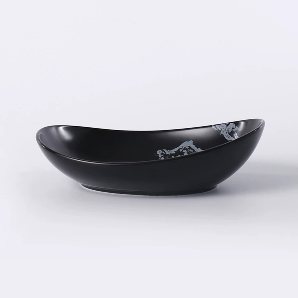 8.25 inch gold and silver high and low shallow bowl (black)