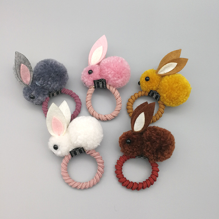 Korean Version Of The Cute Cute Three-dimensional Small Rabbit Plush Rabbit Ear Hair Clip Autumn And Winter Hair Ring Female Head Rope Child Hair Accessories display picture 3