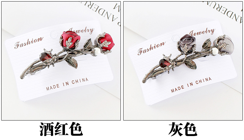 Retro Alloy Diamond Rose Hairpin display picture 7