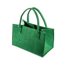 毛粘布手提购物布袋 3MM毛毡包可定制LOGO美观耐用绿色手提袋