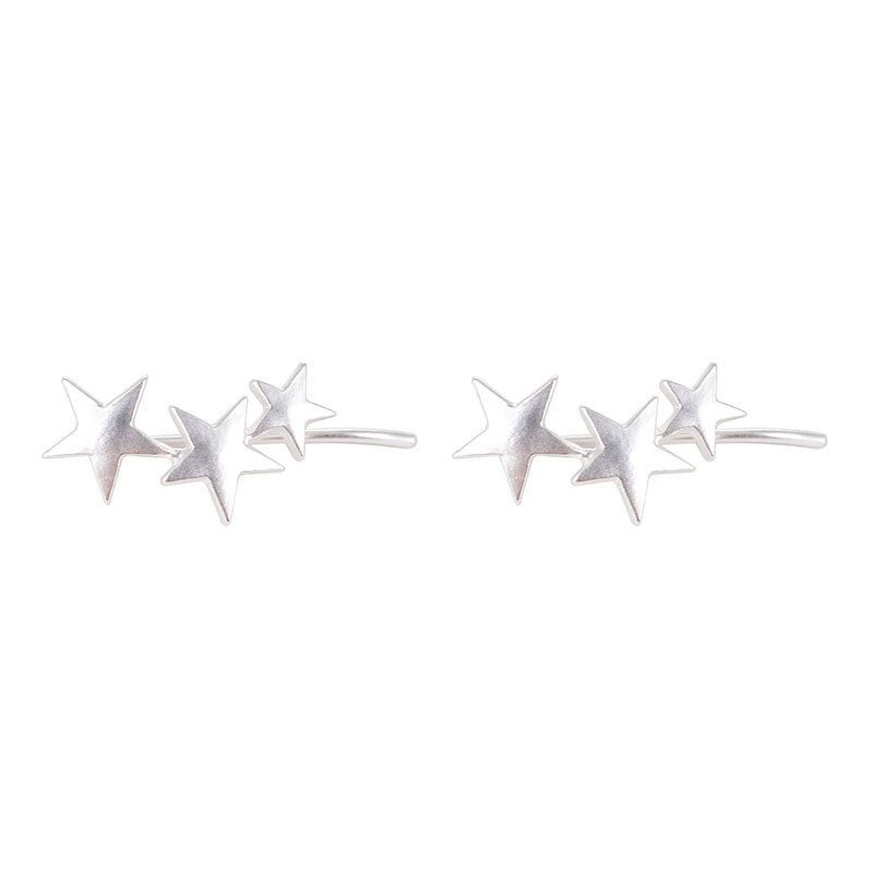 Fashion Frosted Three-star Five-pointed Star Alloy No Pierced Ear Clip Earrings display picture 3