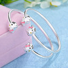 Silver silver bracelet, children's fashionable matte epoxy resin engraved, Japanese and Korean, simple and elegant design