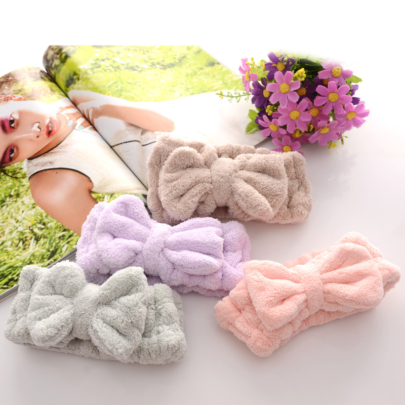【定制】珊瑚绒发带厂家韩版可爱毛绒女生化妆礼品蝴蝶结发带饰品