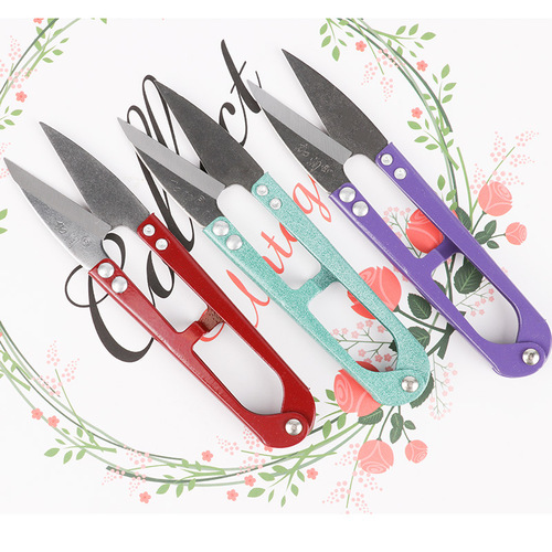 Wholesale Plus Lining Shears, High-Quality Cross-Stitch Scissors, U-Shaped Small Scissors, Home Thread Scissors, High-Carbon Yarn Cutters