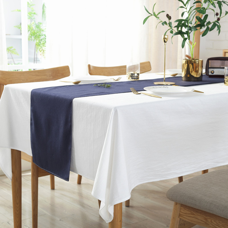 INS风格极简白色褶皱纯棉拍摄背景布 酒店餐厅装饰桌布台布定制