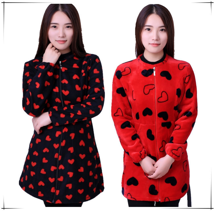 8片秋冬季法兰绒弹力罩衣韩版收腰成人加绒加厚保暖护衣工作服女|ru