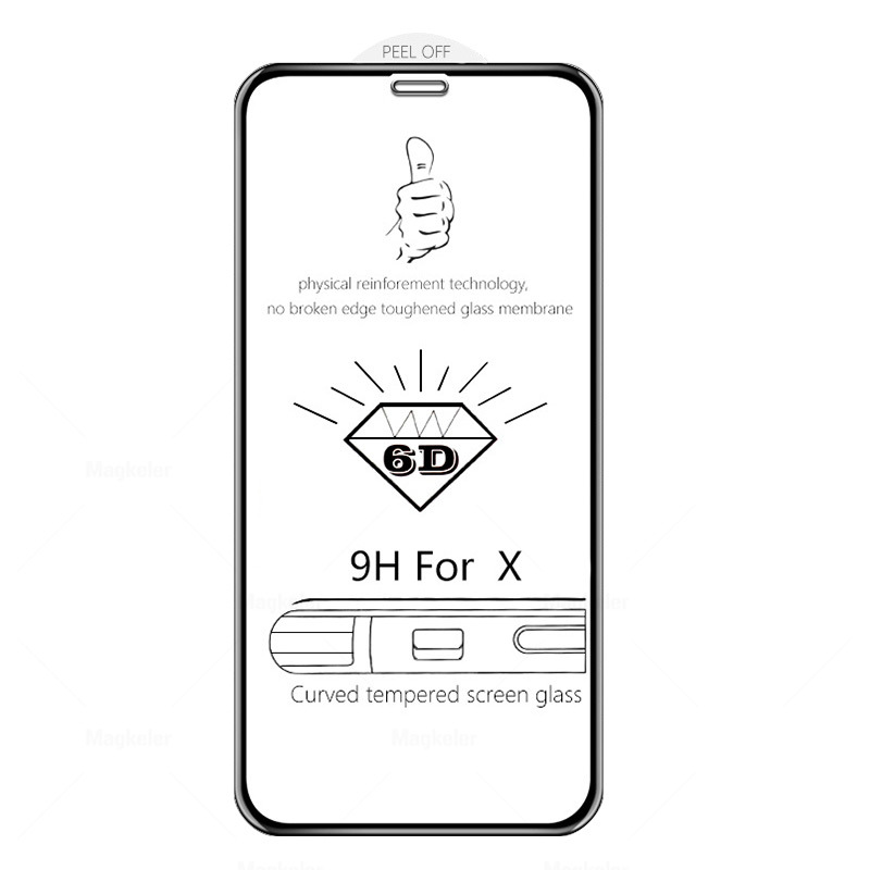 适用苹果X/8/7/6p曲面6D冷雕钢化膜XR全屏iPhone12全包屏幕抗摔膜|ru