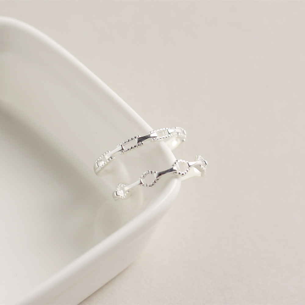 Korean minimalist geometric shape plain silver open S925 sterling silver finger ring
